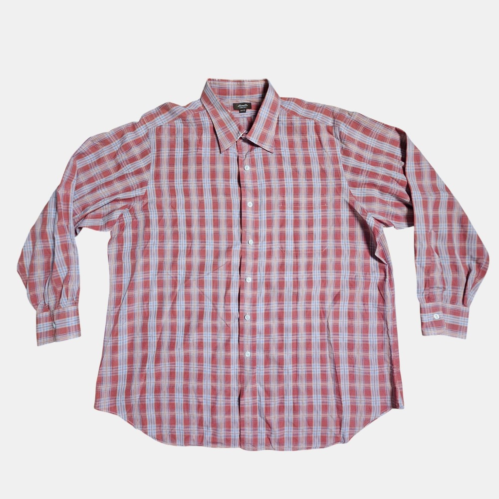 Hamilton Mens Plaid Long Sleeve Button Up Dress Shirt‎ 2XL Red Western Rodeo